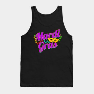 Purple Lettering With Beads and Mask For Mardi Gras Tank Top